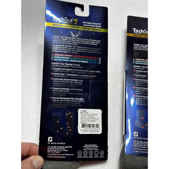 Bundle MENS SIZE 7-12 FOOTJOY TECHSOF TOUR THERMAL WOOL BLEND CALF SOCKS New - Picture 3 of 6